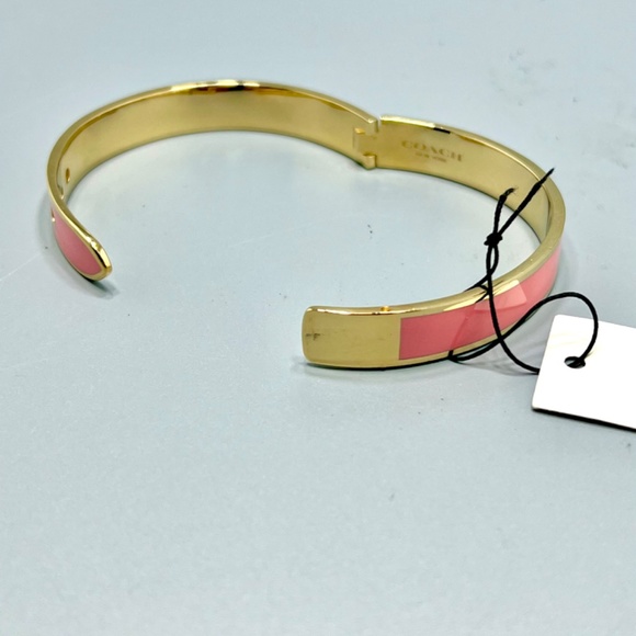 Coach Gold Tone Pink Enamel Bangle - Picture 4 of 6